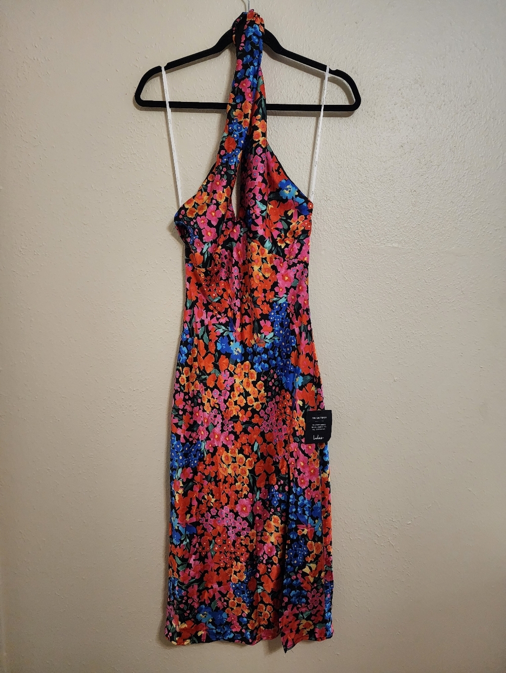 Lulu's Multicolor Floral Halter Midi Dress with High Slit - Picture 5 of 8